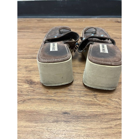 Vintage Steve Madden Platform Sandals Women's Size 8M Brown Fringe Y2K Shoes - Picture 8 of 8